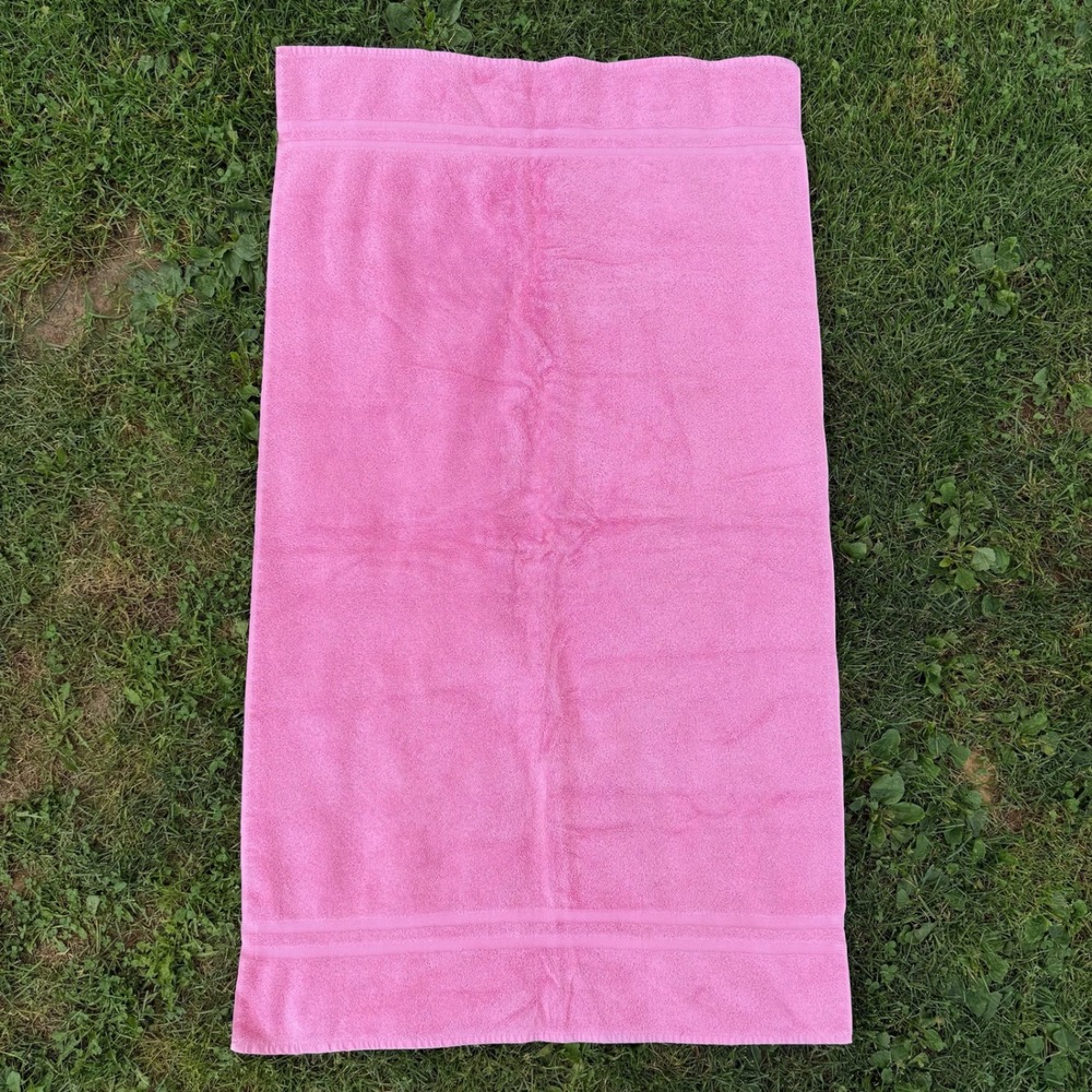 Ralph Lauren Bath Towel Large Pink 100% Cotton Made USA Solid Dobby Border VTG
